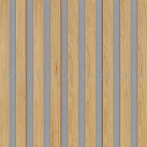 AWOOD-lamelový akustický panel Woodpasta Akustick dub, šedý podklad 2790x600mm