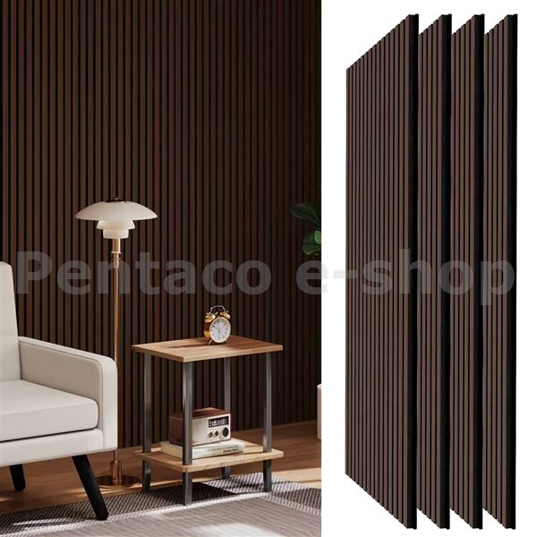 AWOOD-lamelový akustický panel Woodpasta Akustick WENGE (černý podklad, černé hrany)   3000x600mm