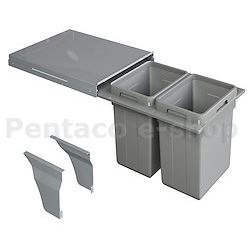 KIDE-Odpadkový 2-koš Elegance 2x18l, K40 šedý plast   1007114602