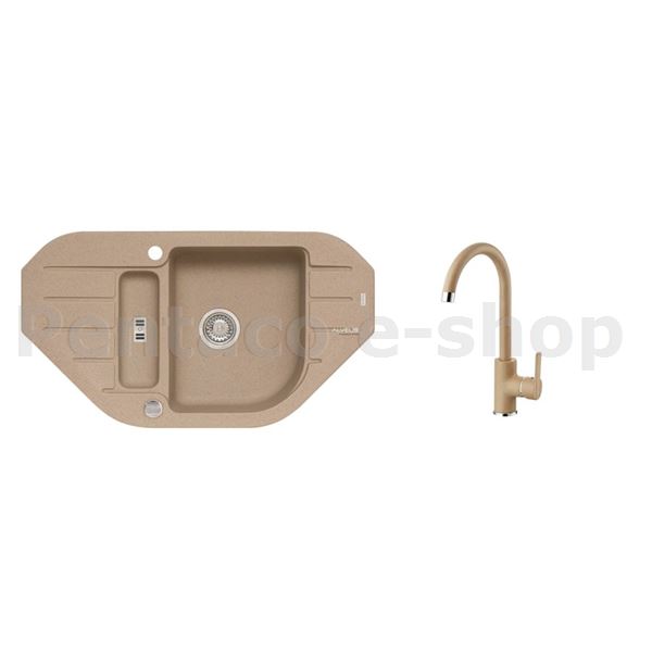 ZDAL-Dřez NIAGARA 70 G-55 béžová + pop-up sifon + baterie Tonia G 55 F