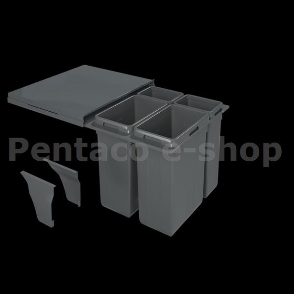 KIDE-Odpadkový 4-koš Elegance 2x27l, 2x9l K60 šedý plast   1007120602