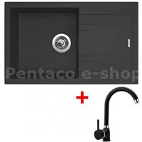 ZDSI-Dřez LINEA 780 N Granblack + POLO GR + sifon 3 1/2