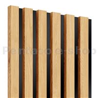 AWOOD-lamelový akustický panel Woodpasta Akustick dub, černý podklad 2790x600mm