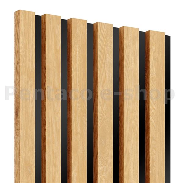AWOOD-lamelový akustický panel Woodpasta Akustick dub, černý podklad 2790x600mm