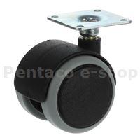KHRA-F000853 Riex GF30 nábytkové kolečko D50, plotnička 42x42x1,5 měkčený běhoun, černá