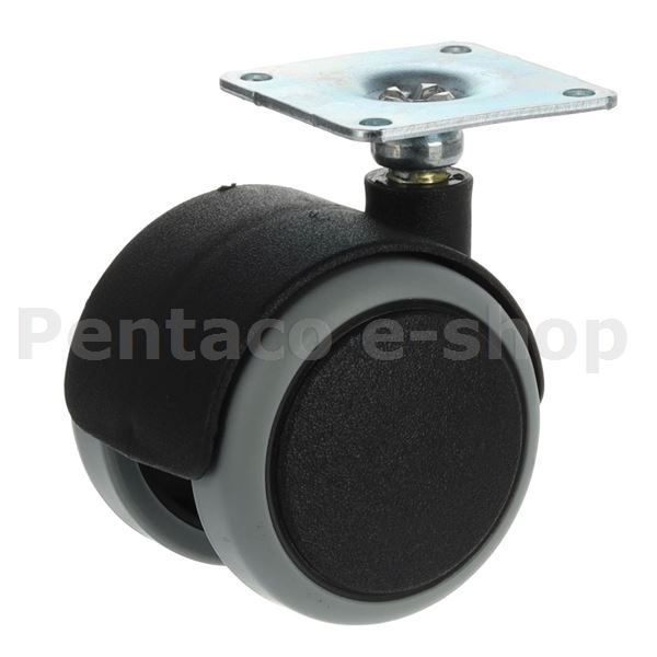 KHRA-F000853 Riex GF30 nábytkové kolečko D50, plotnička 42x42x1,5 měkčený běhoun, černá