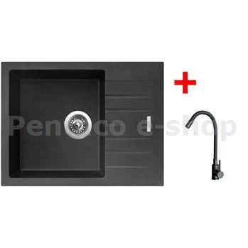 ZDSI-Dřez Sinks Perfecto 650 Pureblack+ sifon+ Elasta S