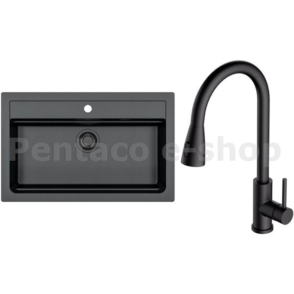 ZDAL-Dřez ATROX 40 / 91 black addition + baterie Primrose + mřížka              