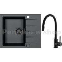 ZDAL-Dřez CADIT 10/91 black addition + baterie Mintas black matt