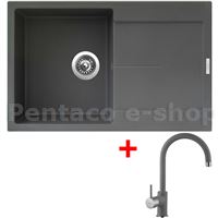 ZDAL-dřez ROCK 130 černý + baterie MINTAS 91/chrom