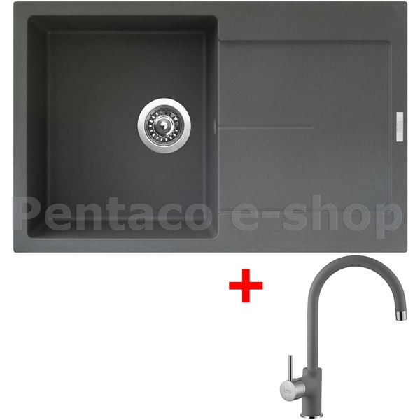 ZDAL-dřez ROCK 130 černý + baterie MINTAS 91/chrom
